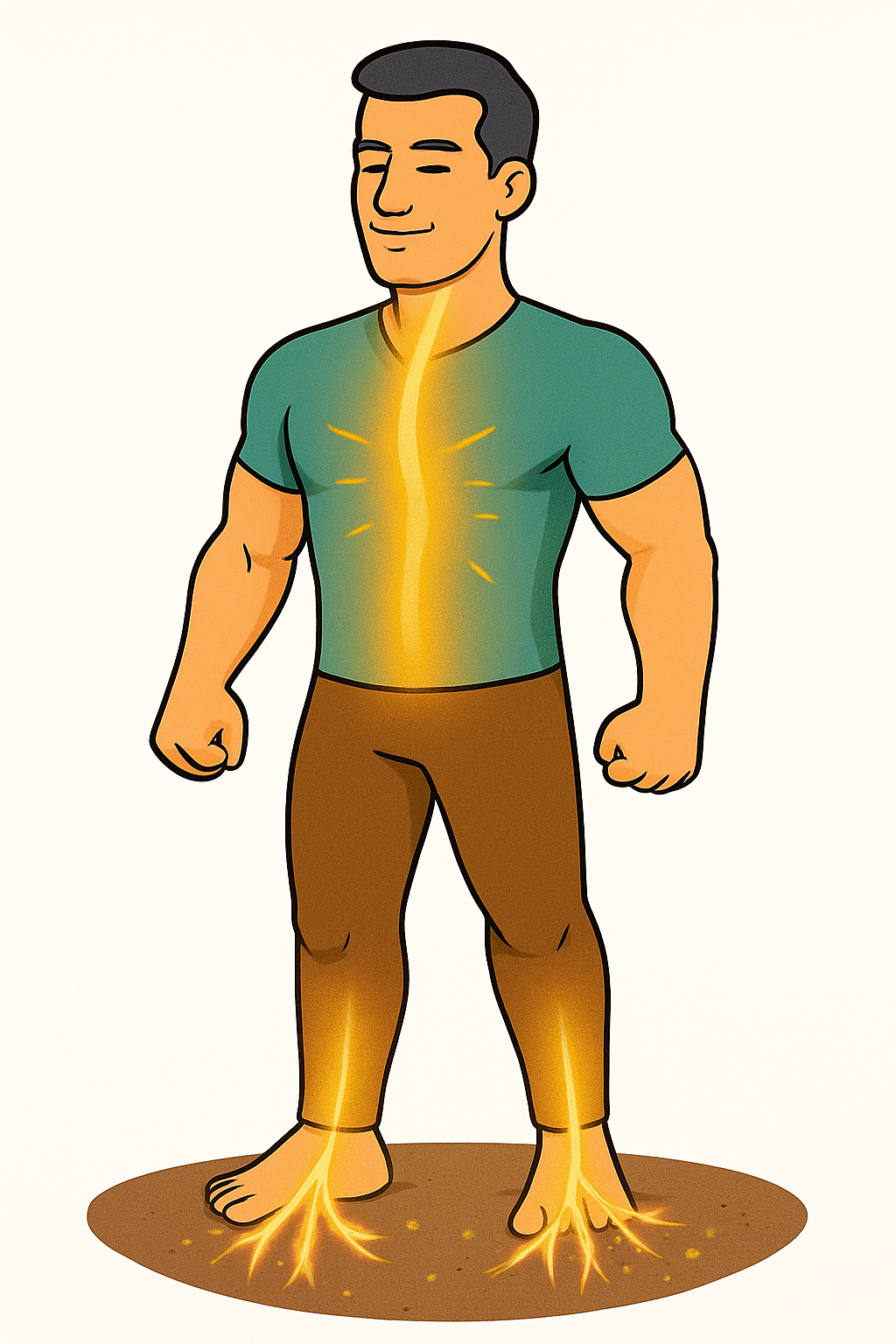 Grounding energy through legs and feet illustration