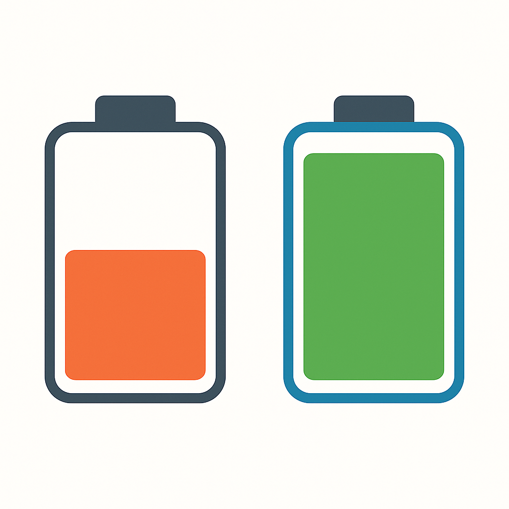 Vitality Battery: low versus full charge